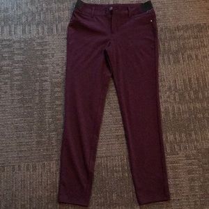 Burgundy button zipper pants